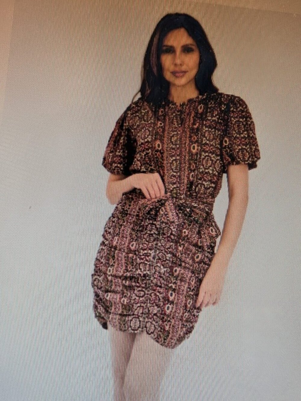 Walter Baker Staci Red Ruched Puff Sleeve Mini Dress Paisley Size 8